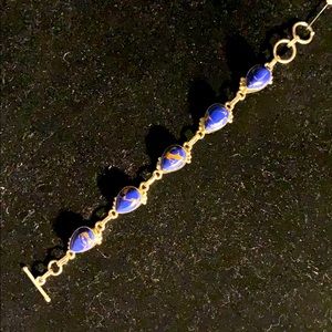 Bracelet in blue Lapis w/ copper veins in silver.